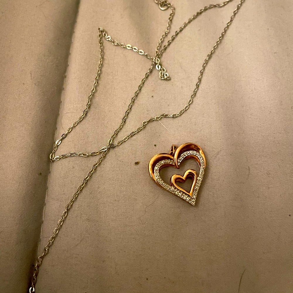 1/10 Ct. T.W. Diamond Openwork Triple-Heart Necklace